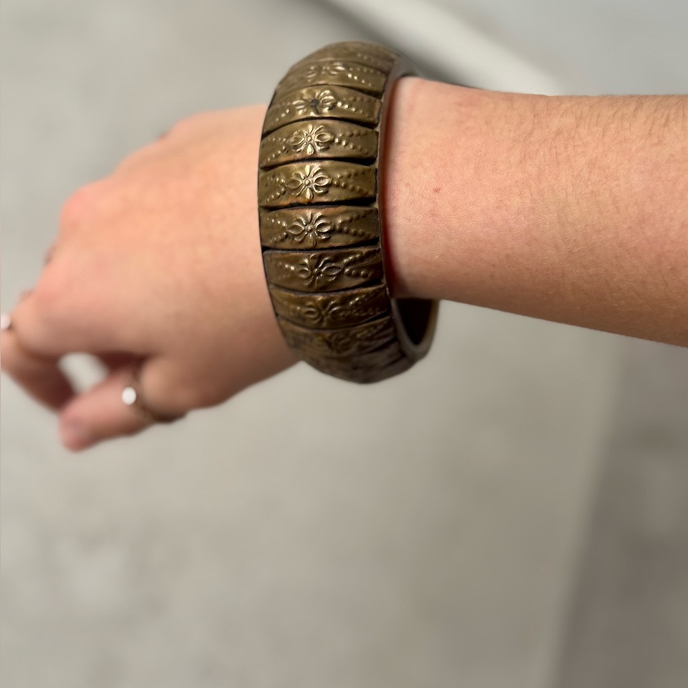 Vintage embossed bronze bracelet